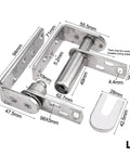Large size stainless steel double swing door hinge for saloon doors, highlighting dimensions and durable construction, perfect for high traffic use.
