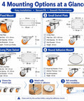 Diagram of 0.5 Inch Mini Caster Wheels With Fixed Plate Swivel Plate Or Adhesive Mount Options For Drawers Cabinets Small Equipment And DIY