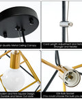Four Light Black Farmhouse Chandelier With Adjustable Metal Cage showing ceiling canopy, cord adjustment, bulb socket, and cage design