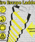 Image showing 13 Ft Rope Emergency Ladder For Two Story Homes Foldable Portable Balcony Escape With Gentle Rung Design.