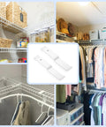 White Epoxy Coated Steel Corner Support Brackets For Ventilated Wire Shelving Top Shelf Rust Resistant Hardware Heavy Duty Boss Build Four Pack in closet setup.