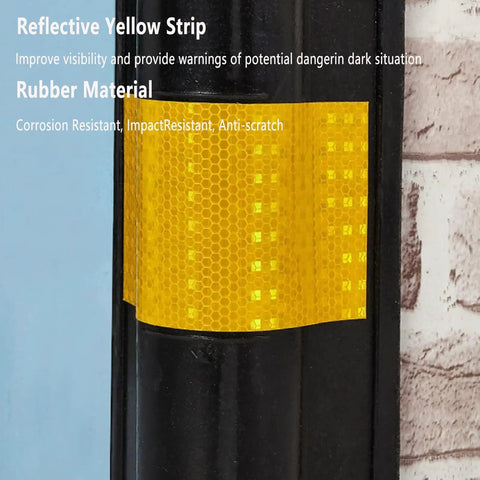 Heavy Duty Reflective Rubber Column Protectors Black And Yellow Anti Collision Corner Guards For Garages And Warehouses Durable Side Bumpers in a ten pack with a reflective yellow strip.