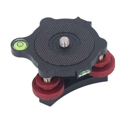 Top view of Beefy CNC Leveling Base Vise For Milling Drilling And Grinding Machines with bubble levels and red adjustment knobs.
