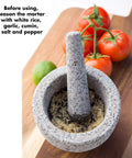 Heavy Granite Mortar And Pestle Set 2 Cup Capacity For Spices Herbs Seasonings Pastes Pesto And Guacamole Natural Stone Molcajete Bowl