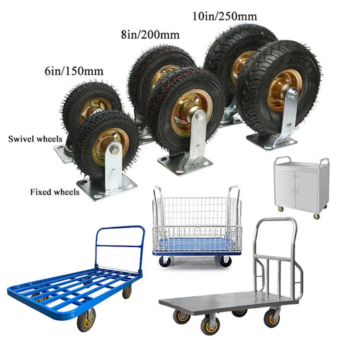 Top Grade Badass Heavy Duty Caster Wheels Featuring Double Ball Bearing Swivel Turntable And Hella Smooth Rubber Trolley Casters Designed For Industrial Moving, showcasing various wheel sizes and types.