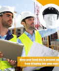 Construction workers wearing helmets with Bulk 50 Pack Hard Hat Sweatband Liners Cotton Washable Reusable Helmet Sweat Bands.