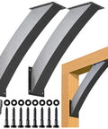 Heavy Duty Arc 45 Degree Angle Support Brackets Built Tough For Gazebos, Decks, Porches, Log Cabins And Other Wood Frame Projects, 4 By 4 Inch, Two Brackets, Outdoor Ready With Rugged Black Powder Coat shown with screws.