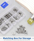 35 Piece M4 Knurled Thumb Screw Set With Seven Lengths 8mm 10mm 12mm 16mm 20mm 25mm 30mm Fully Threaded Round Flat Knurled Head Bolts Shoulder Grip Fasteners For Electronics And Mechanical Projects With Grab And Go Storage Case in open box