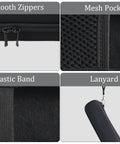 Built Tough Carry All Case Designed For 4V Cordless Screwdriver showcases smooth zippers, a mesh pocket, elastic band, and lanyard.