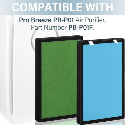 2 Pack 4-In-1 H13 True HEPA Replacement Filters for PB-P01 air purifier with pre-filter and activated carbon, easy swap
