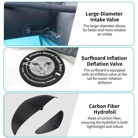 Dope Portable Inflatable Hydrofoil Board Kit With Wing For Surfing And Wing Foil Lightweight Packable Foil Surfboard inflation valve