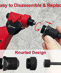 All In One Workhorse Rivet Nut Tool And Rivet Gun With 360 Degree Swivel Head For Tight Spaces knurled design component