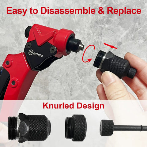 All In One Workhorse Rivet Nut Tool And Rivet Gun With 360 Degree Swivel Head For Tight Spaces knurled design component