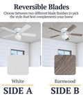 Alvina 42 Inch Ceiling Fan With Light and LED Kit showing reversible white and barnwood blades in a room