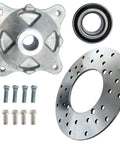 Solid Rear Wheel Hub Assembly With Brake Rotor And Beefy Studs Bolts Kit For Polaris RZR And Sportsman Atv Utv with metal components.