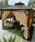 Deck Ready Privacy Curtains For 10 By 12 Foot Replacement Panels Waterproof Windproof With Four Zippered Sidewalls For Patio Canopy
