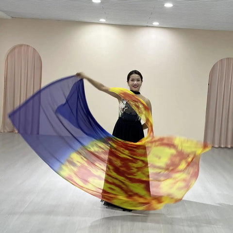 Grab These Awesome Worship Flags For Dance With Soft Chiffon Fabric And Flexible Rods, showcasing fluid movement in a dance performance.