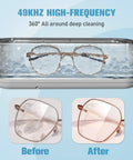 Ultrasonic Jewelry Cleaner With 360 Degree Cleaning In Minutes For Rings Glasses Watches Diamonds Gold And Silver showcasing glasses before and after cleaning