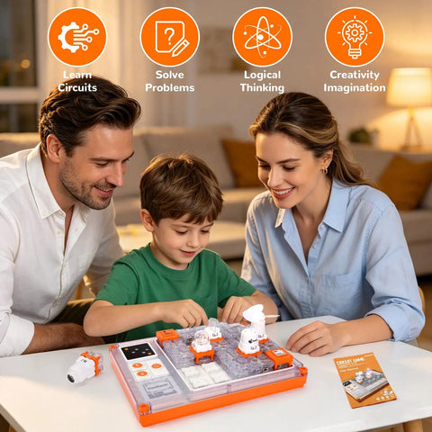 Circuit Board Kit For Kids With 500 Plus QR Guided Projects, STEM Electronics Set For Ages 8 And Up, 5 Hands On Interactive Modules Including Fan, Projector, And Bulb Modules, Great Educational Gift, family building circuit board