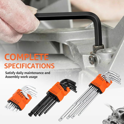 Top Tier 27 Piece Hex Key Set With Long Ball End Allen Wrenches And Torx Driver Kit Perfect For Bikes Motorcycles Scooters And Home Repairs In A Sleek Portable Case, black hex key in use