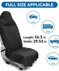 Waterproof Towel Car Seat Cover on front car seat, dimensions 56.3x29.53 inches, fits cars, vans, trucks, SUVs.