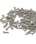 Top Shelf Stainless Steel M2.5 By Ten Millimeter Hex Socket Button Head Cap Screw Bolt Kit spread on white background.