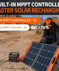 Woman using Portable Power Station Explorer 290 290Wh Capacity With 200W Continuous Output Pure Sine Wave 110V Outlet outdoors