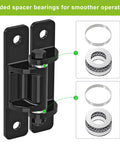 Heavy Duty Gate Hinges 2 Pack In Premium Steel With Spacer Bearings And Black Electro-Coated Finish Removable Bolts close-up