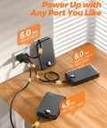 Pocket Sized 10000 Mah Portable Charger With Four Built In Cables Ultra Slim Power Bank For iPhone And Android Fast Charging Battery Pack charging via multiple ports.
