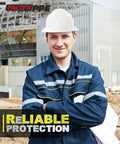 Construction worker wearing Full Brim Hard Hat For Construction Safety, OSHA Certified And ANSI Z89 Type 1 Class E G C, White Helmet