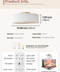 Low Profile Ceiling Fan With Light 20 Inch Boho Rattan Flush Mount Drum Cage 6 Speeds With Remote Control with dimensions and features.