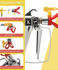 Installation steps for Airless Spray Gun For DIY Projects High Pressure 3600 PSI With 4 Swivel Joints And 6 Filters Includes 211 515 517 621 Tips