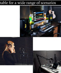 Top Tier Acoustic Foam Panels 2 Pack Wall Mounted Sound Absorbing Tiles 48x24x2 Inch in home recording studio setup.
