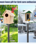Beefy 79 Inch Bird Feeder Pole Stand For Outdoors Adjustable Steel Mounting Pole With 1 Inch Diameter Post Weatherproof Black Coating Supports Smart Bird Feeders And Large Feeders - garden and winter setting