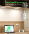Two Pack 12 Inch Under Cabinet Lighting Kit Dimmable LED Lights Cool White 6000K Linkable USB Plug In above desk with laptop