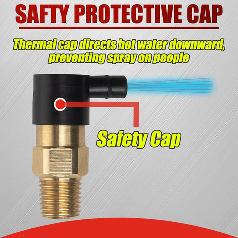 Thermal release valve for pressure washer pump, brass body, black cap, 1/4 in NPT, 2-pack