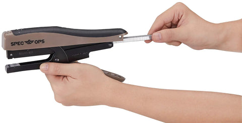 Heavy Duty 45 Sheet Plier Stapler With Comfort Grip Jam Free Operation Reduced Effort Drive Heat Treated Steel Construction in use