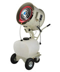 Beat The Heat 20 Inch Portable Misting Fan With Dust Removal For Patios Parks Carnivals And Large Spots Features rolling cart and adjustable nozzle.