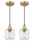 Dope Gold Seeded Glass Pendant Lights 2 Pack With Adjustable Height Industrial Farmhouse Hanging Fixtures for Kitchen Island