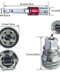 Upgraded Multi Function Universal Socket Wrench Tool Three Eighths To Three Quarters Inch dimensions and components