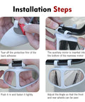 Installation steps for Badass Dual Wing Blind Spot Mirrors For Tesla Cybertruck 2023 detailing adhesive removal and mirror adjustment.