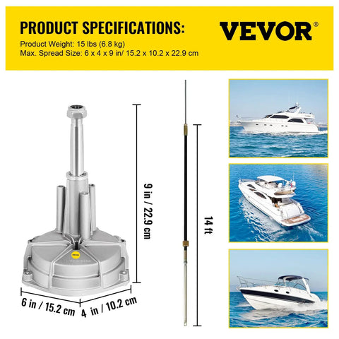 Ultimate Outboard Boat Steering Kit With 14 Ft Control Cable Three Quarter Inch Tapered Shaft Marine Grade Alloy Built For Yachts And Fishing Boats Easy Install Rock Solid Steering On Any Watercraft