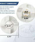 Heavy Duty Motor Coupler For Eco Twin Eco Plus And Blue Leaf Mixer Grinders No Wobble Connection Between Motor And Jar For Consistent Blending And Grinding Performance. White 2-piece coupler with 0.77 inch size