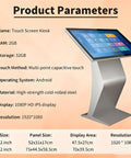 Indoor Outdoor Self Service Kiosk 21.5 Inch 32 Inch Weatherproof Touch Screen Digital Signage 1080P HD IPS Display parameters overview.