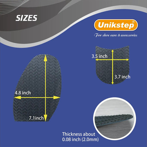 Eight Piece Shoe Sole And Heel Repair Kit With Cuttable Replacement Pads Non Skid Soles And Heels Anti Slip Wave Pattern size chart