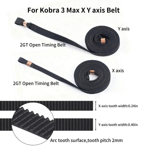 X And Y Axis Timing Belt Kit For Kobra 3 Max 3D Printer, 2GT open timing belts with copper sleeves