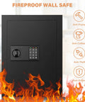 Front view of 17.72 Inch Tall Fireproof Wall Safe Between Studs With Digital Keypad Hidden Safe For Guns Money Jewelry Passports