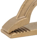 Heavy Duty Brass Shaped Welding Ground Clamp 300 Amp For Shipyard Auto Jobs With Super Grip Earth Cable Clip, close-up view.