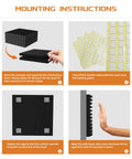 Mounting instructions for 54 Pack Bangin Sound Proof Foam Panels 12x12x1 Inch Quick Recovery Wall Panels with adhesive stickers.