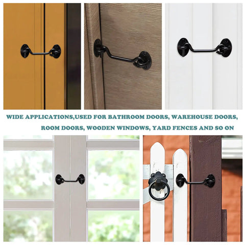 4 Inch Barn Door Latch Lock Hardware For Sliding Doors Rust Resistant Metal Gate Latch With Screws Privacy Hook Lock For Inside Doors Wood Fence And Garage Heavy Duty Security Black Finish Easy Install